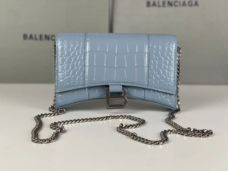 SmartChoice Balenciaga Crocodile Gray Blue Hourglass Chain Bag 78697