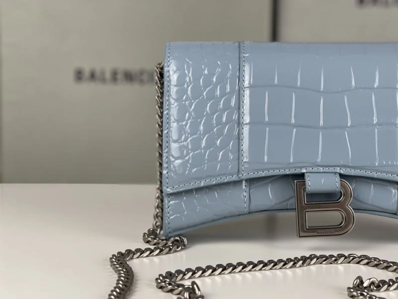 SmartChoice Balenciaga Crocodile Gray Blue Hourglass Chain Bag 78697