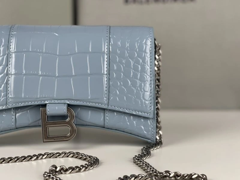 SmartChoice Balenciaga Crocodile Gray Blue Hourglass Chain Bag 78697