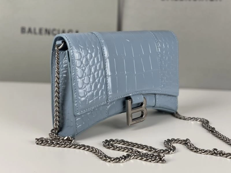 SmartChoice Balenciaga Crocodile Gray Blue Hourglass Chain Bag 78697