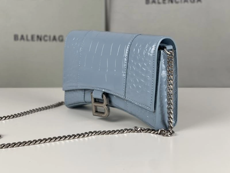SmartChoice Balenciaga Crocodile Gray Blue Hourglass Chain Bag 78697