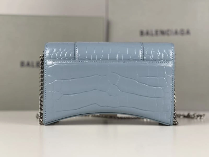 SmartChoice Balenciaga Crocodile Gray Blue Hourglass Chain Bag 78697