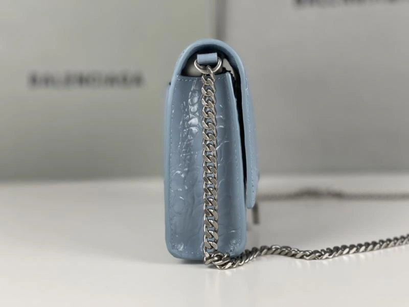 SmartChoice Balenciaga Crocodile Gray Blue Hourglass Chain Bag 78697