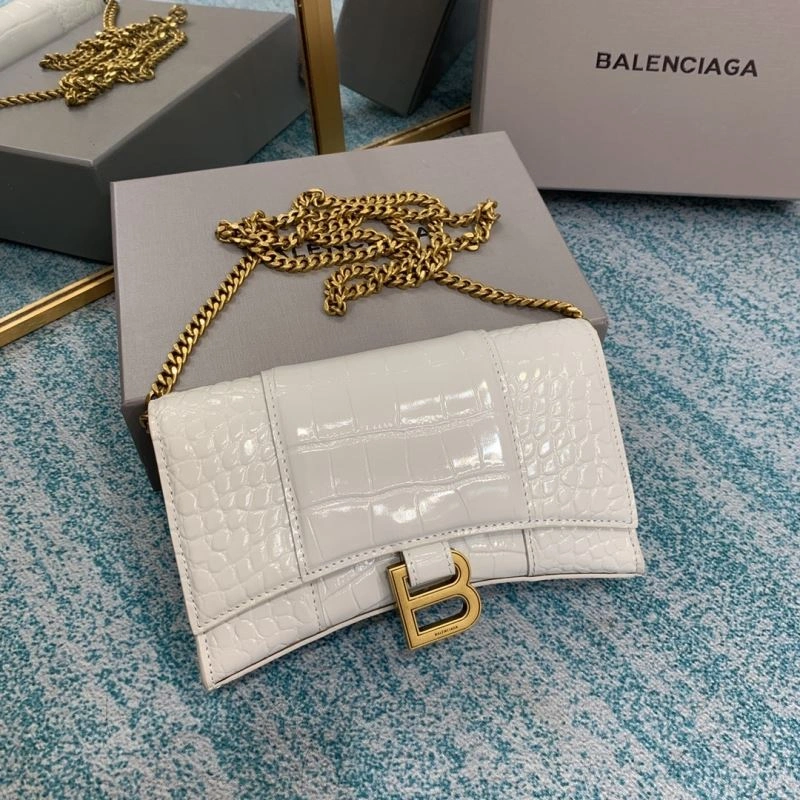Comfortable Balenciaga Crocodile Hourglass Bag with Chain Strap 72612