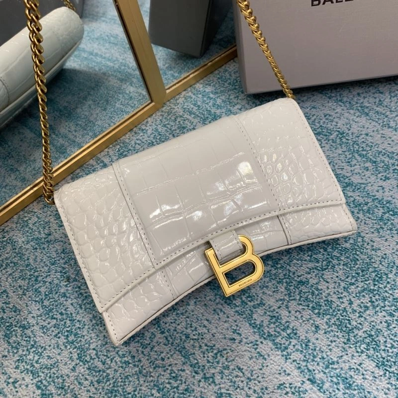 Comfortable Balenciaga Crocodile Hourglass Bag with Chain Strap 72612