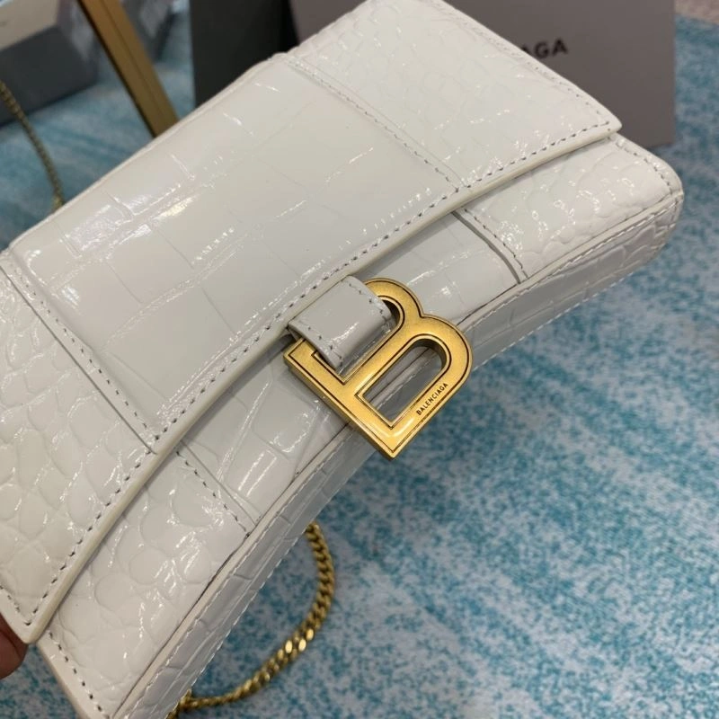 Comfortable Balenciaga Crocodile Hourglass Bag with Chain Strap 72612