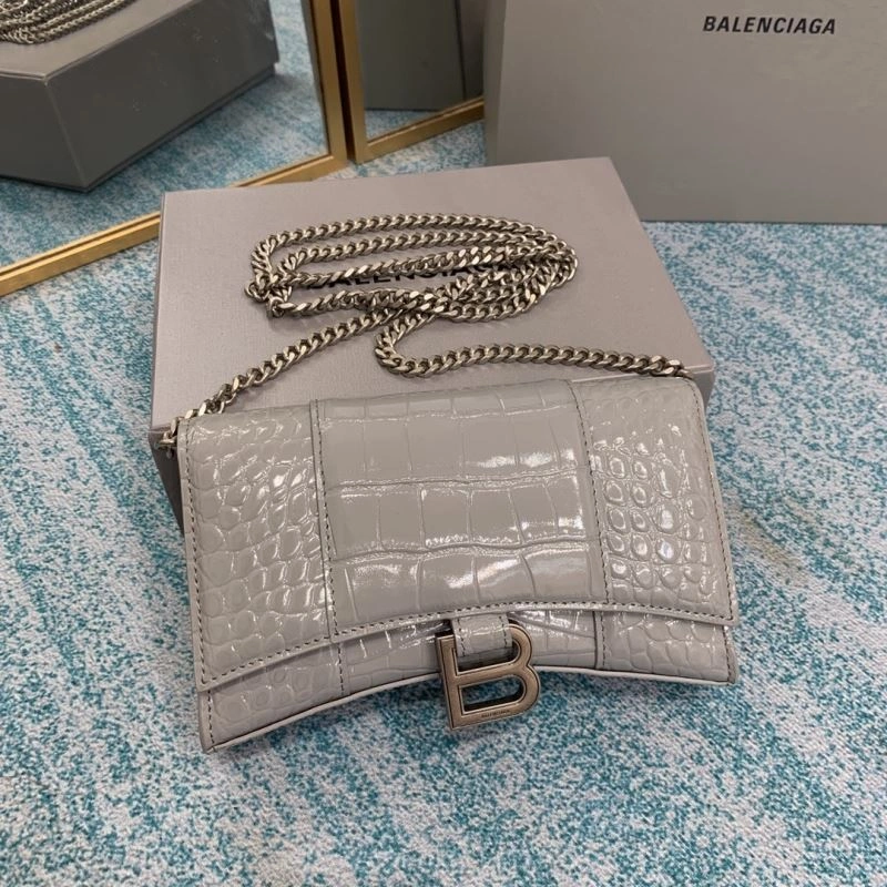Balenciaga Crocodile Hourglass Bag with Silver Buckle RelaxedFit 72642