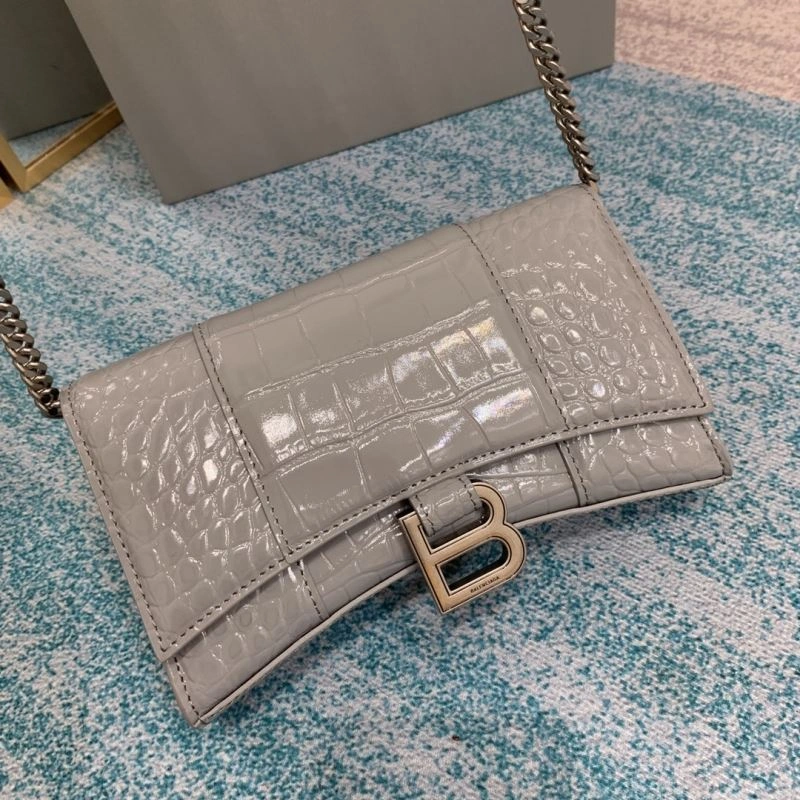 Balenciaga Crocodile Hourglass Bag with Silver Buckle RelaxedFit 72642