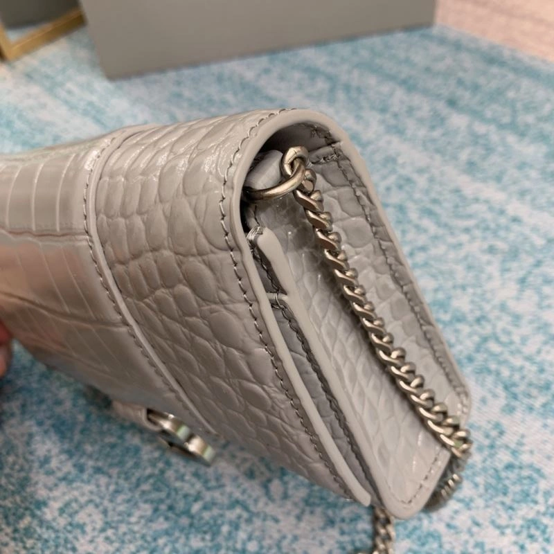 Balenciaga Crocodile Hourglass Bag with Silver Buckle RelaxedFit 72642