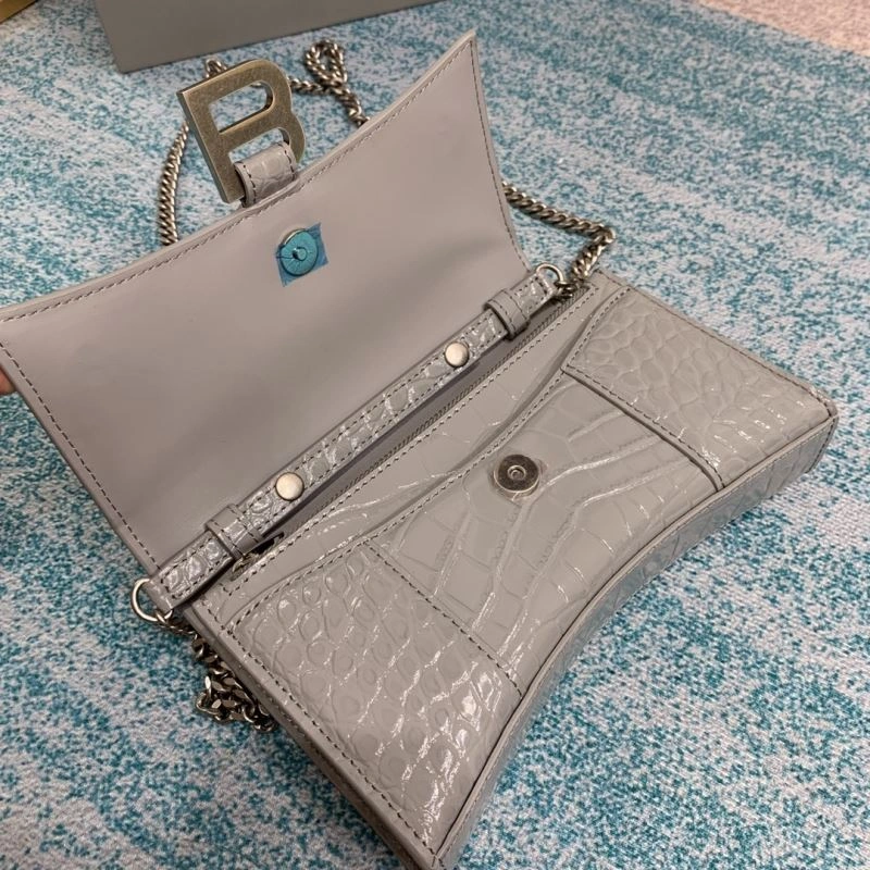 Balenciaga Crocodile Hourglass Bag with Silver Buckle RelaxedFit 72642