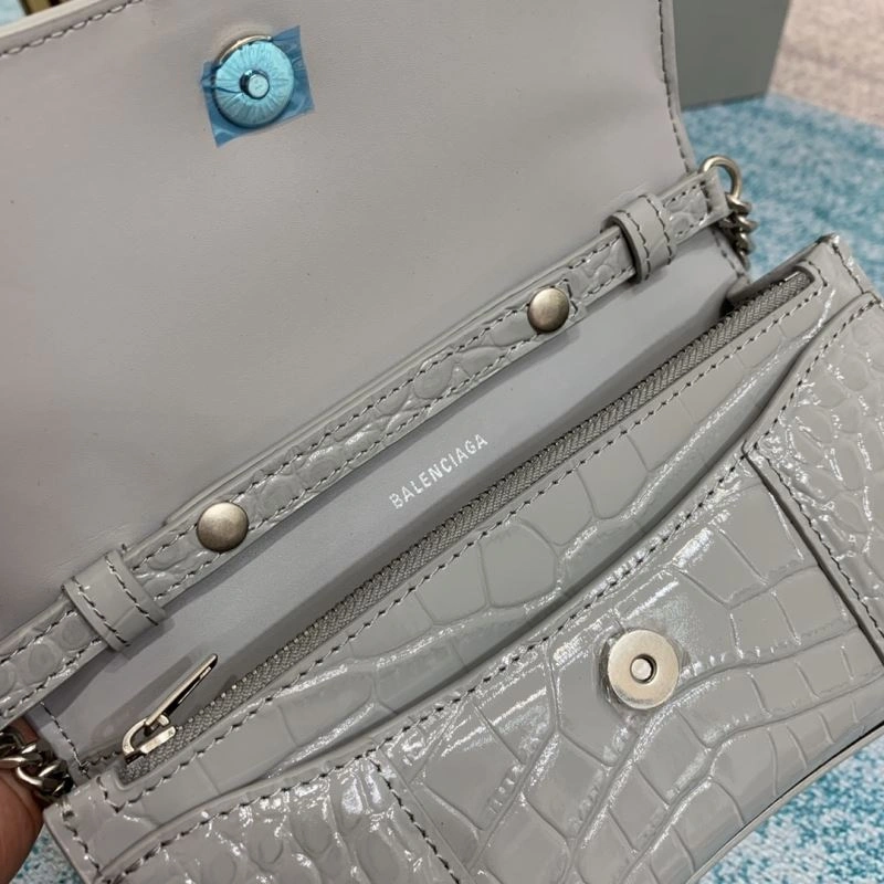 Balenciaga Crocodile Hourglass Bag with Silver Buckle RelaxedFit 72642