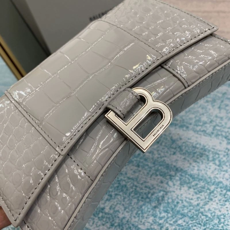Balenciaga Crocodile Hourglass Bag with Silver Buckle RelaxedFit 72642