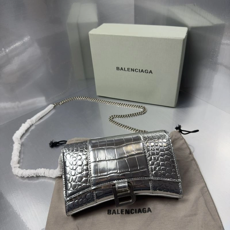 Balenciaga Crocodile Hourglass Chain Bag with Silver Buckle QuickDry 72607