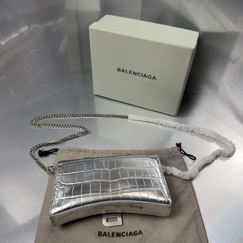 Balenciaga Crocodile Hourglass Chain Bag with Silver Buckle QuickDry 72607