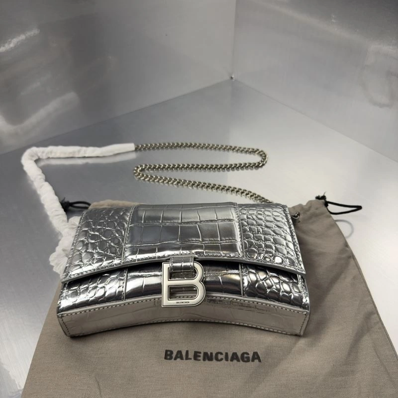 Balenciaga Crocodile Hourglass Chain Bag with Silver Buckle QuickDry 72607