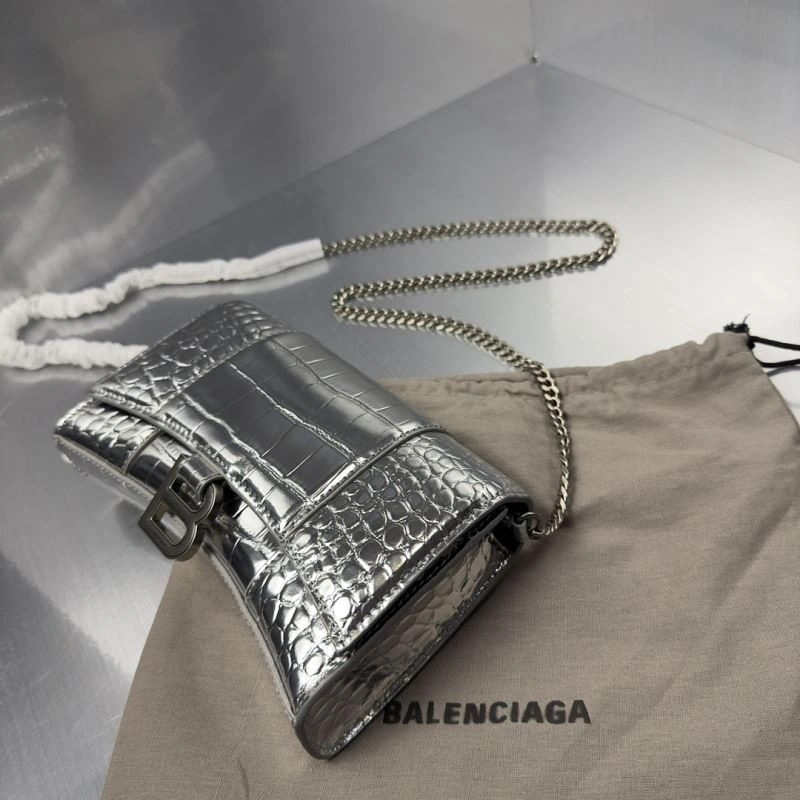 Balenciaga Crocodile Hourglass Chain Bag with Silver Buckle QuickDry 72607