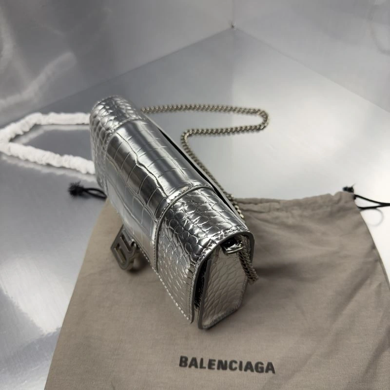 Balenciaga Crocodile Hourglass Chain Bag with Silver Buckle QuickDry 72607