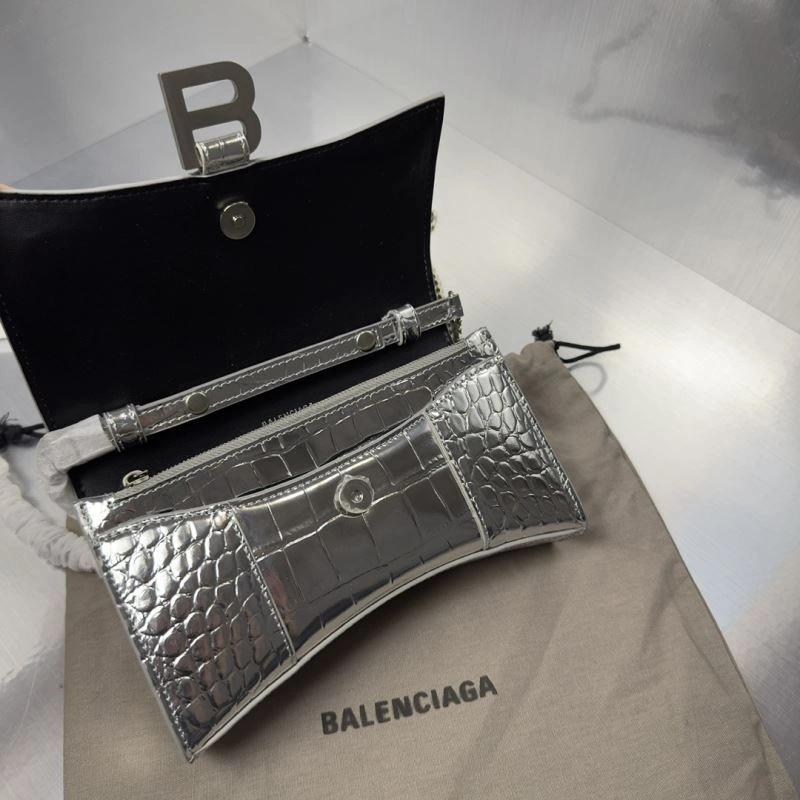 Balenciaga Crocodile Hourglass Chain Bag with Silver Buckle QuickDry 72607