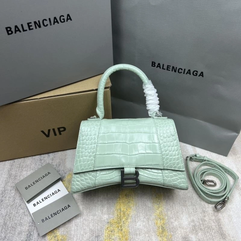 Soft Balenciaga Crocodile-Pattern Hourglass Bag - Mint Green 78704