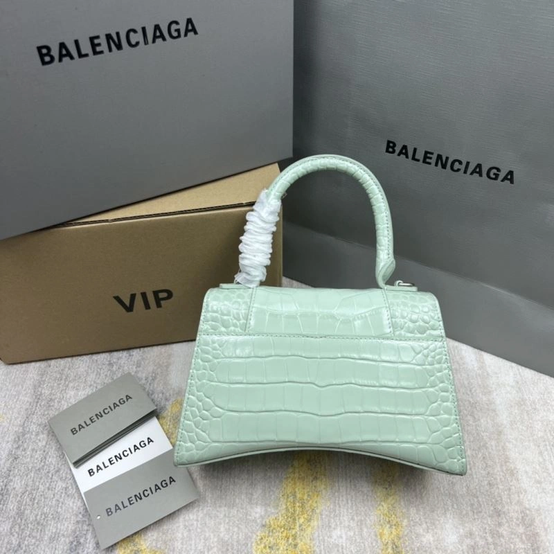 Soft Balenciaga Crocodile-Pattern Hourglass Bag - Mint Green 78704
