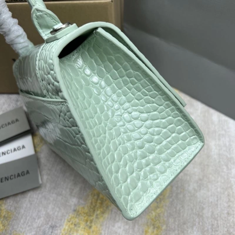 Soft Balenciaga Crocodile-Pattern Hourglass Bag - Mint Green 78704