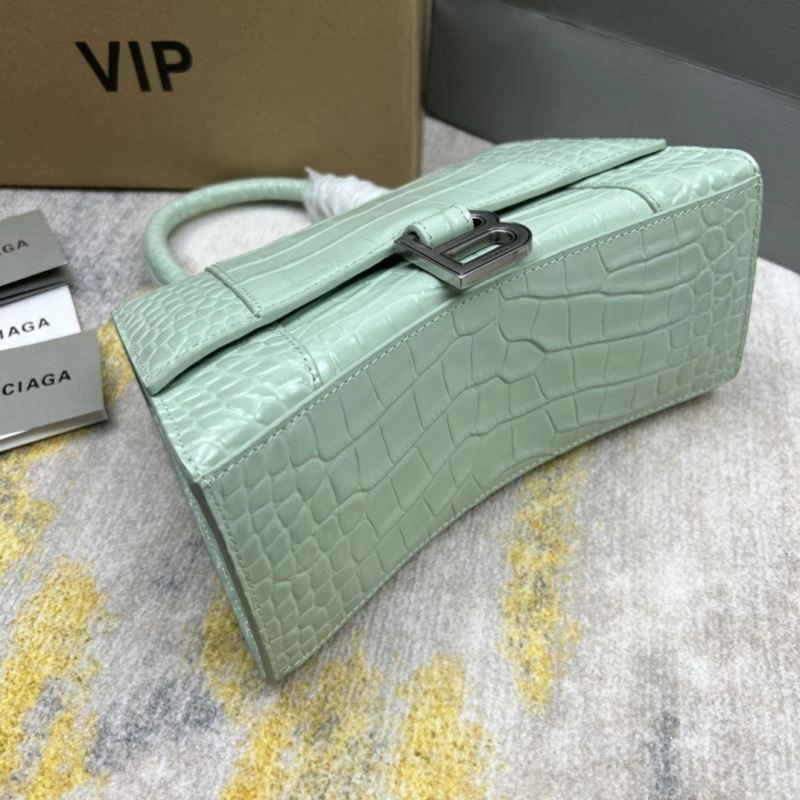 Soft Balenciaga Crocodile-Pattern Hourglass Bag - Mint Green 78704