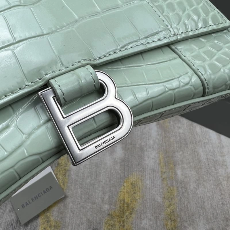 Soft Balenciaga Crocodile-Pattern Hourglass Bag - Mint Green 78704