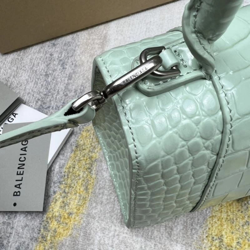 Soft Balenciaga Crocodile-Pattern Hourglass Bag - Mint Green 78704