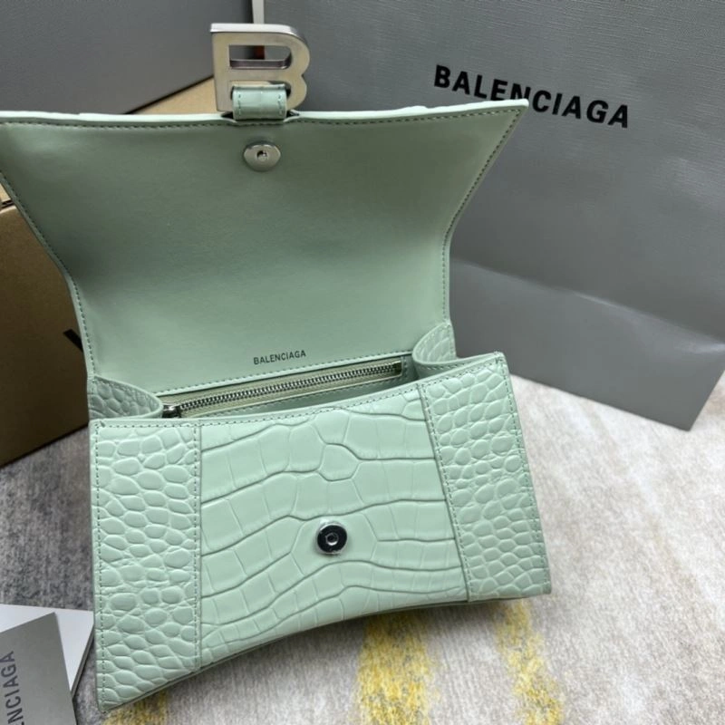 Soft Balenciaga Crocodile-Pattern Hourglass Bag - Mint Green 78704