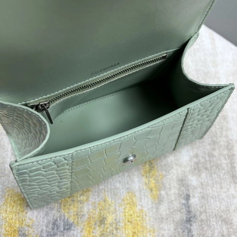 Soft Balenciaga Crocodile-Pattern Hourglass Bag - Mint Green 78704
