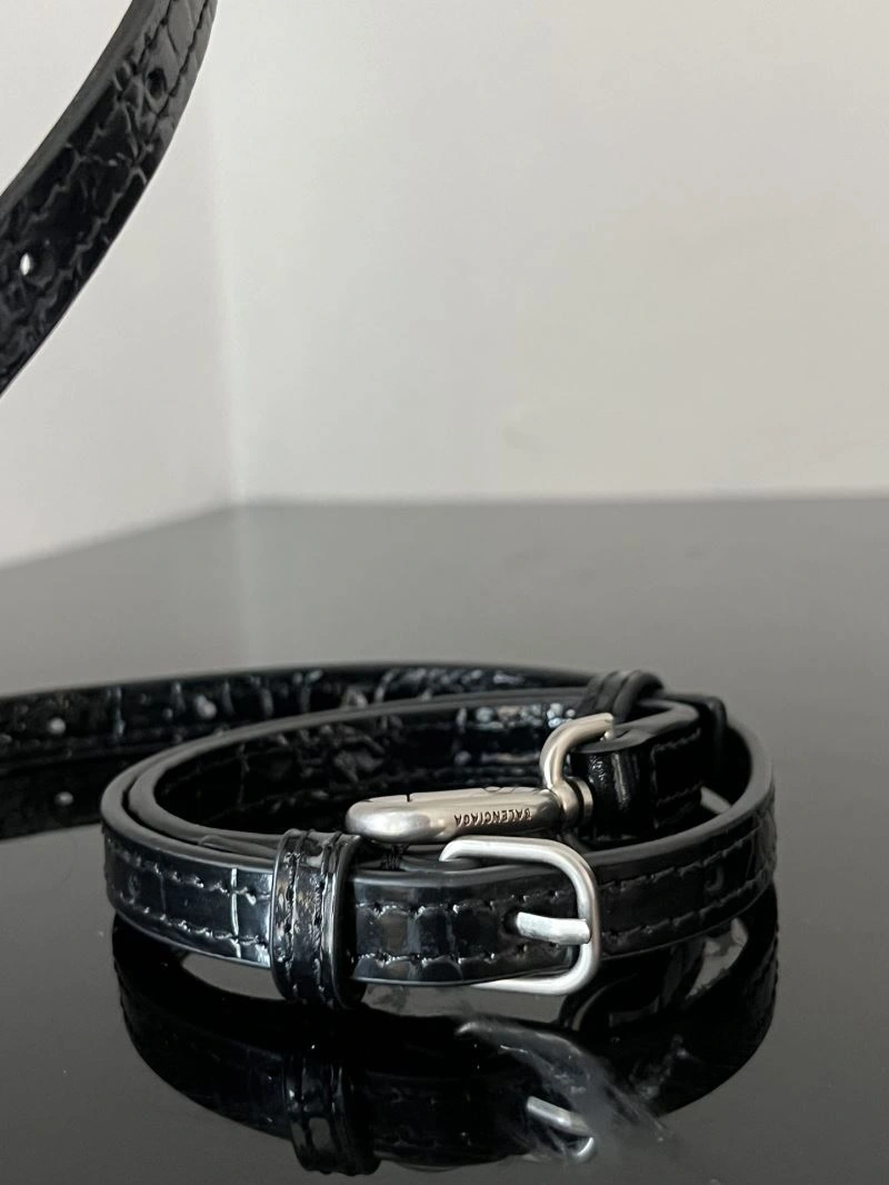 Bold Balenciaga Crocodile-Pattern Hourglass Bag - XS Black Leather 72614