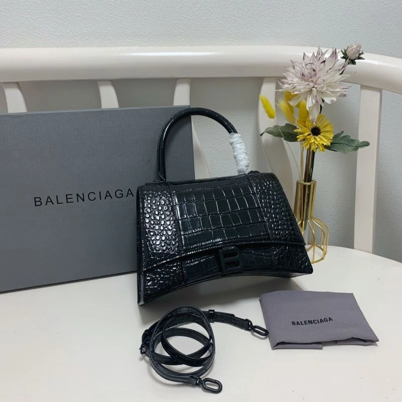 Balenciaga Crocodile-Patterned Hourglass Bag - Large Edition Tailored 72621