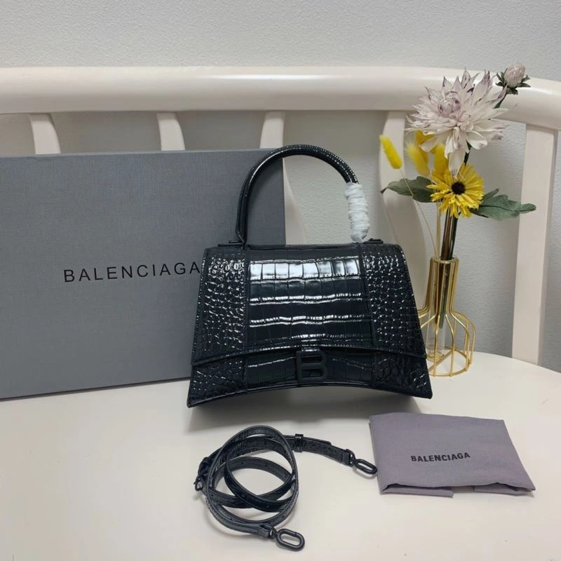 Balenciaga Crocodile-Patterned Hourglass Bag - Large Edition Tailored 72621