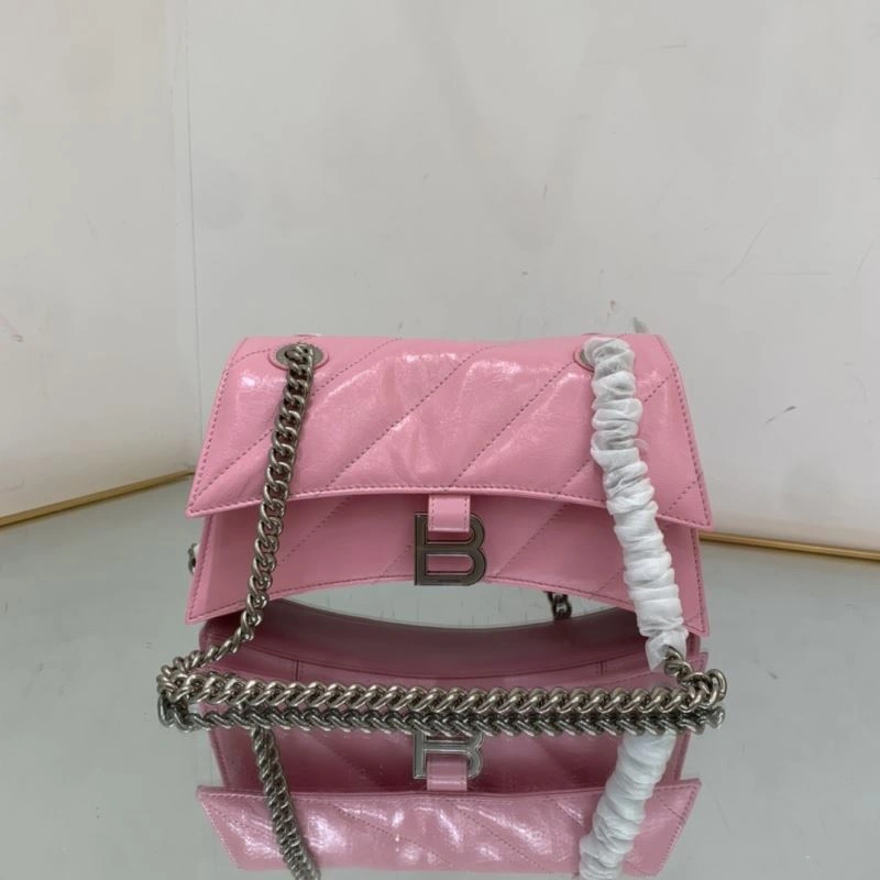 SunProtective Balenciaga Crush Hourglass Bag - Distressed Silver B Logo 78670