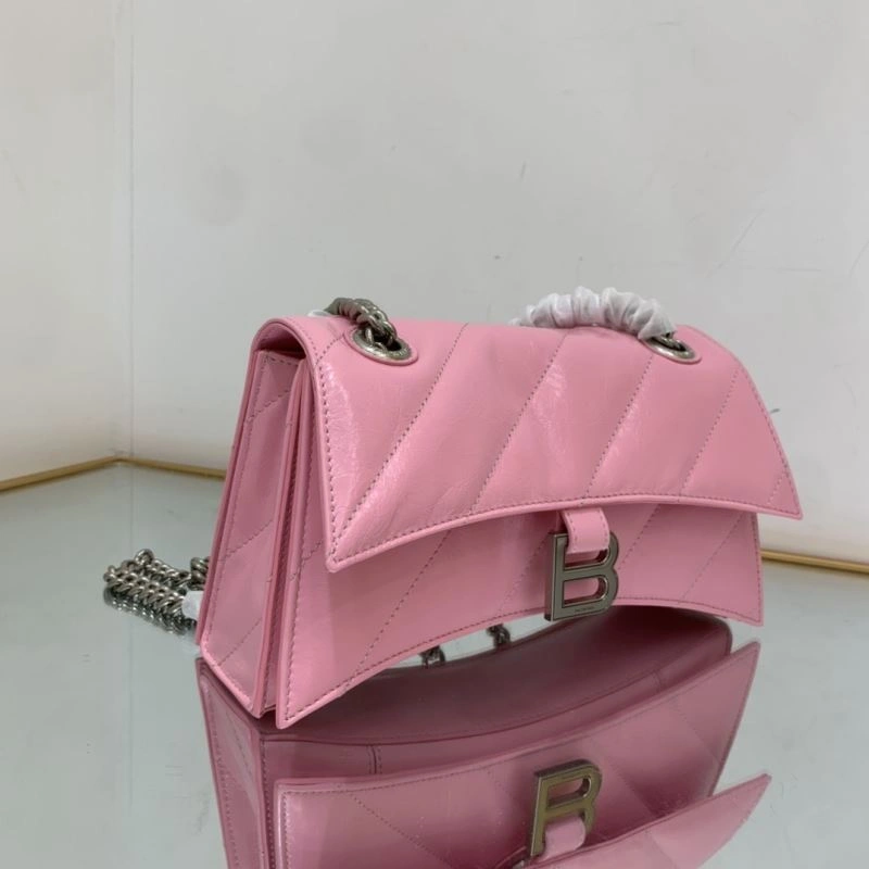 SunProtective Balenciaga Crush Hourglass Bag - Distressed Silver B Logo 78670