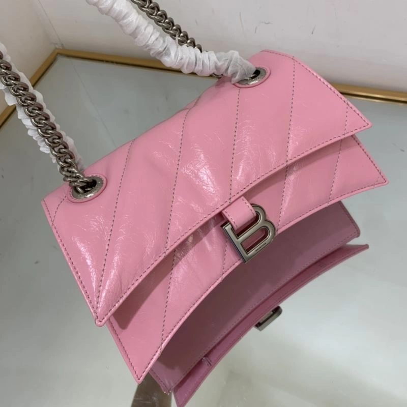 SunProtective Balenciaga Crush Hourglass Bag - Distressed Silver B Logo 78670