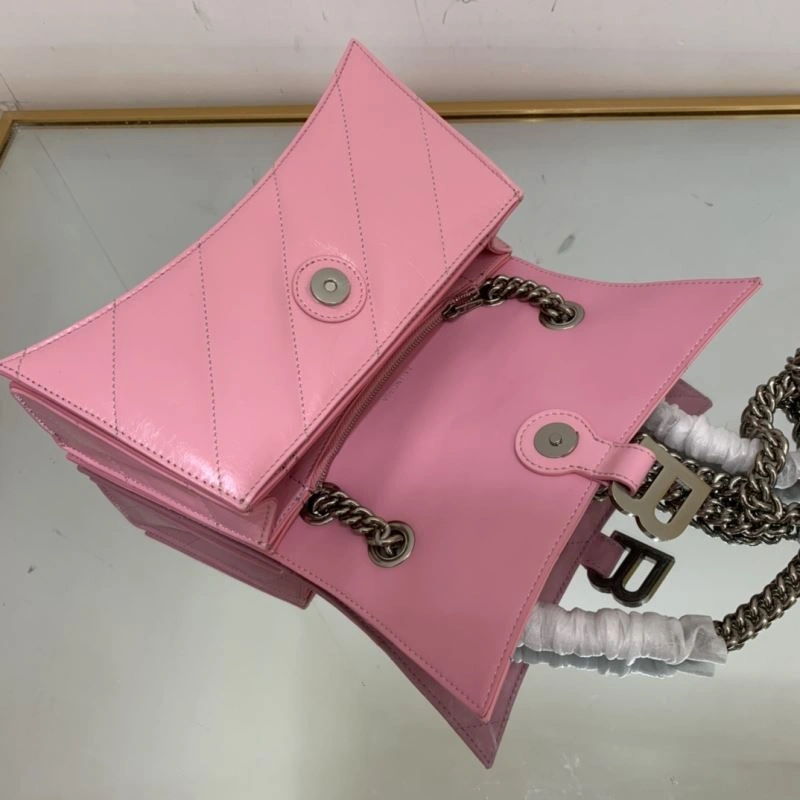 SunProtective Balenciaga Crush Hourglass Bag - Distressed Silver B Logo 78670