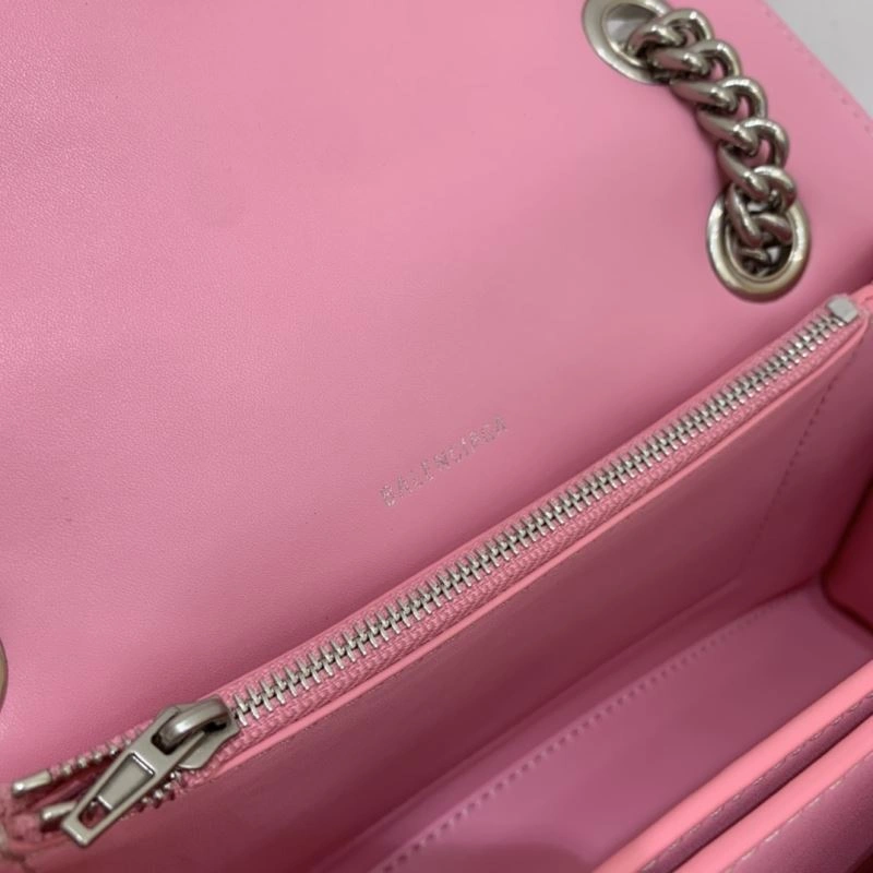 SunProtective Balenciaga Crush Hourglass Bag - Distressed Silver B Logo 78670