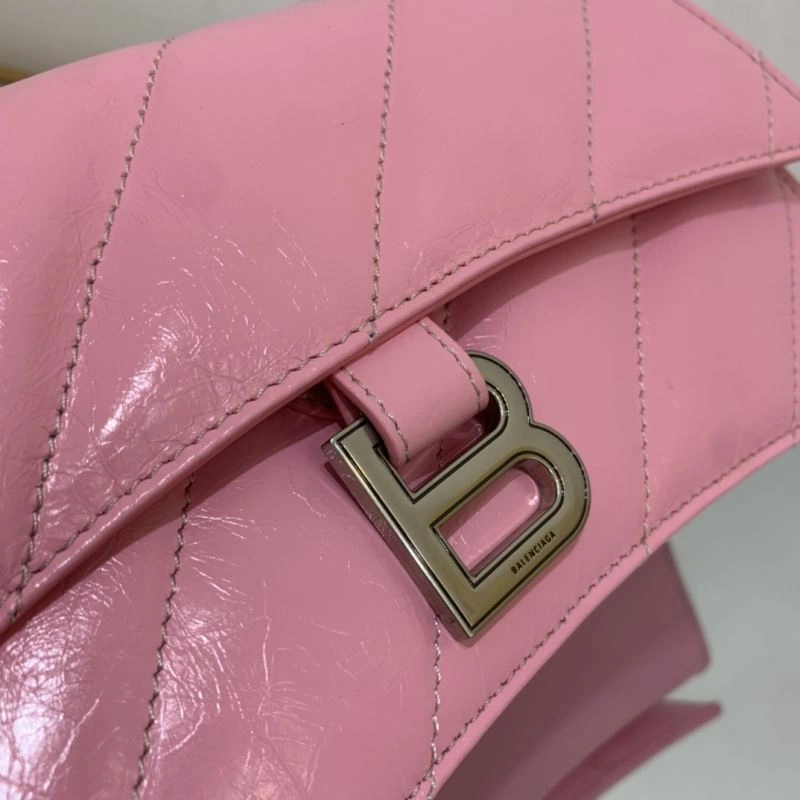 SunProtective Balenciaga Crush Hourglass Bag - Distressed Silver B Logo 78670