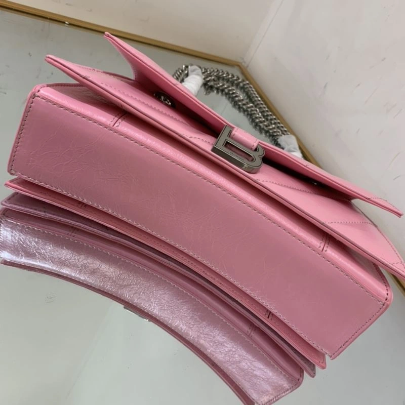 SunProtective Balenciaga Crush Hourglass Bag - Distressed Silver B Logo 78670