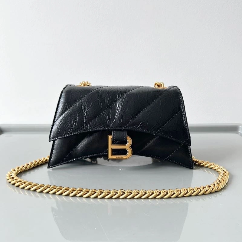 SmoothTexture Balenciaga Crush Mini Hourglass Bag with Metal Chain Strap 78662