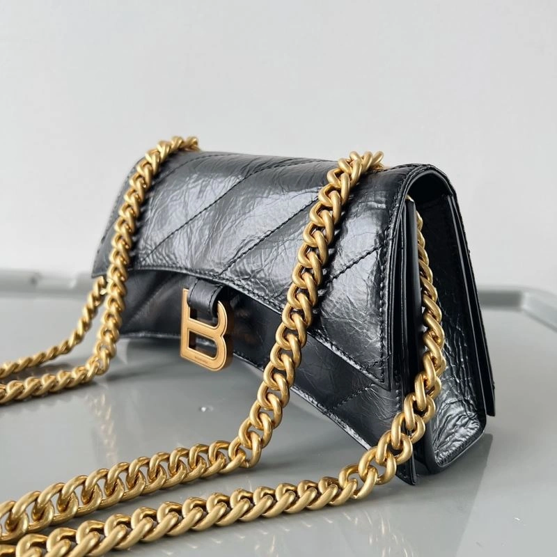 SmoothTexture Balenciaga Crush Mini Hourglass Bag with Metal Chain Strap 78662