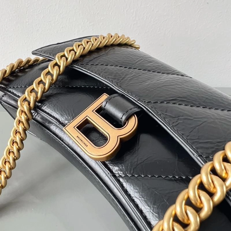 SmoothTexture Balenciaga Crush Mini Hourglass Bag with Metal Chain Strap 78662