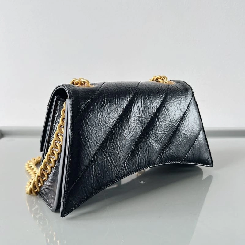 SmoothTexture Balenciaga Crush Mini Hourglass Bag with Metal Chain Strap 78662