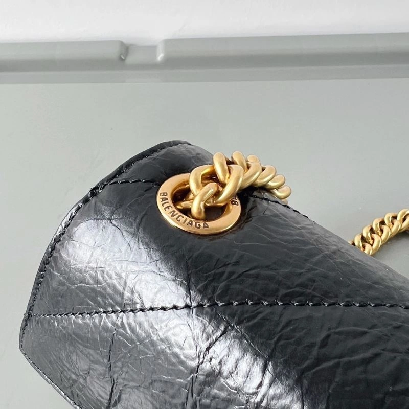 SmoothTexture Balenciaga Crush Mini Hourglass Bag with Metal Chain Strap 78662