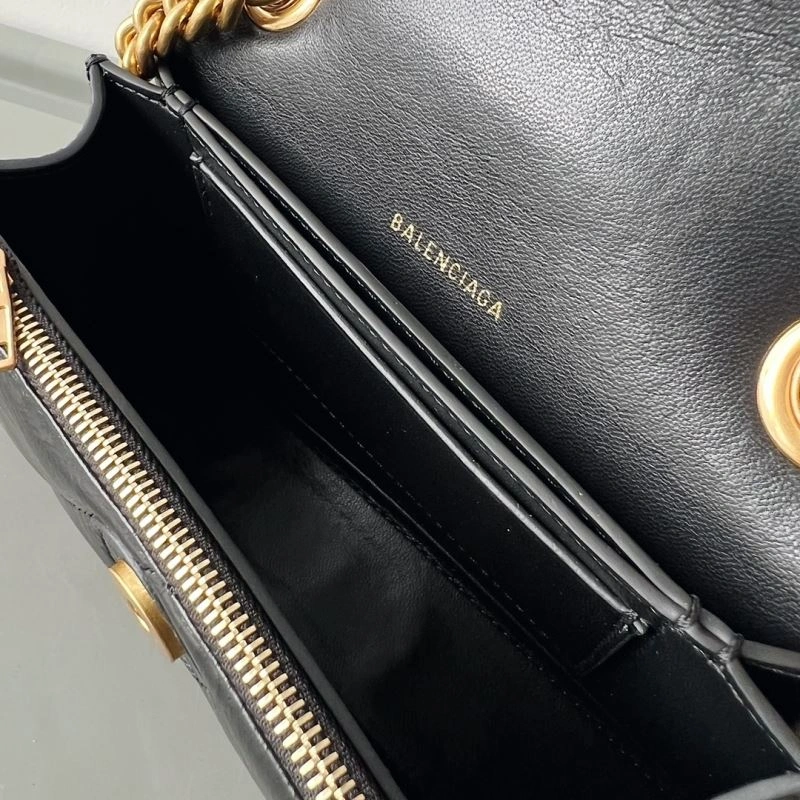 SmoothTexture Balenciaga Crush Mini Hourglass Bag with Metal Chain Strap 78662