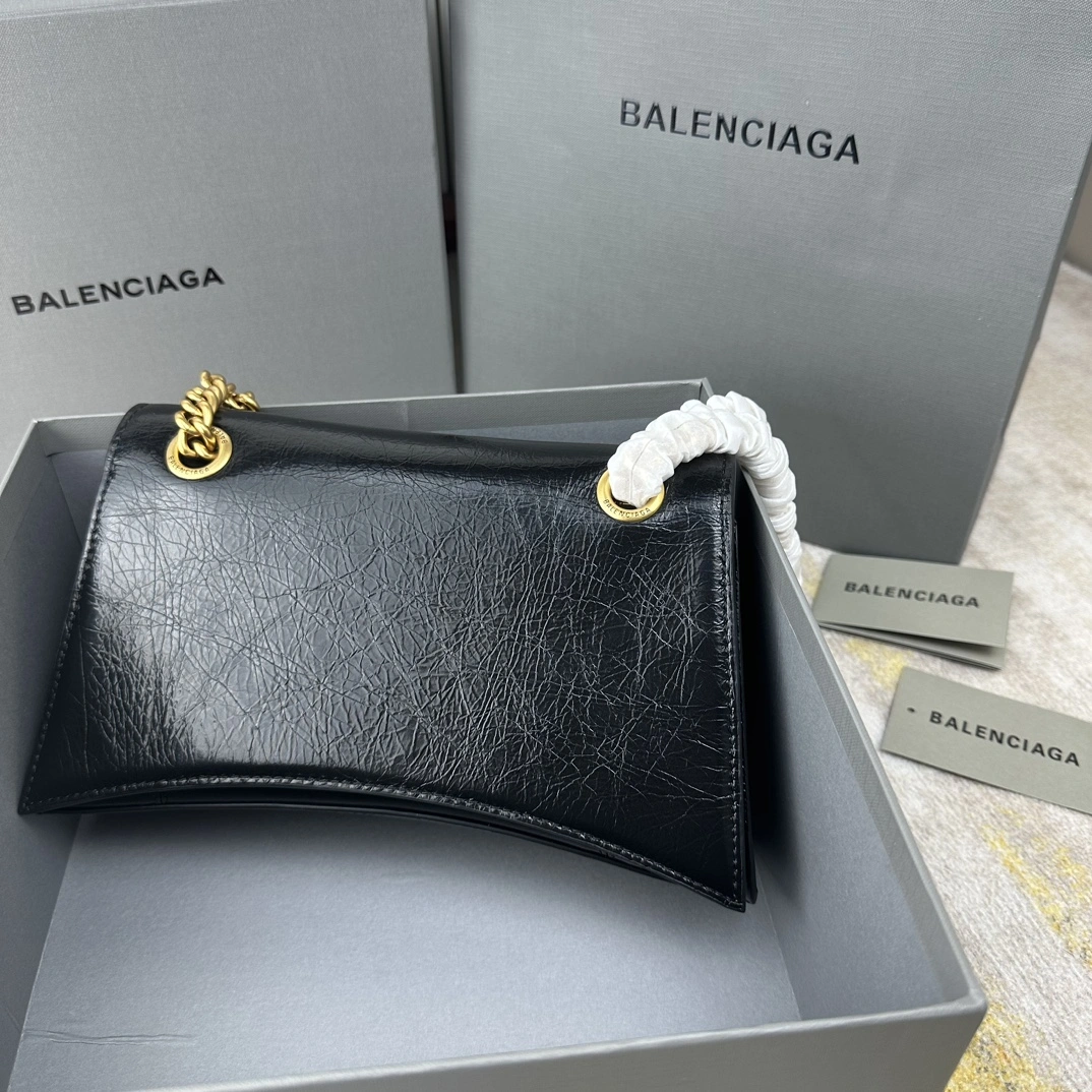 Snug Balenciaga Crush Pleated Black Sandglass Chain Bag 60945