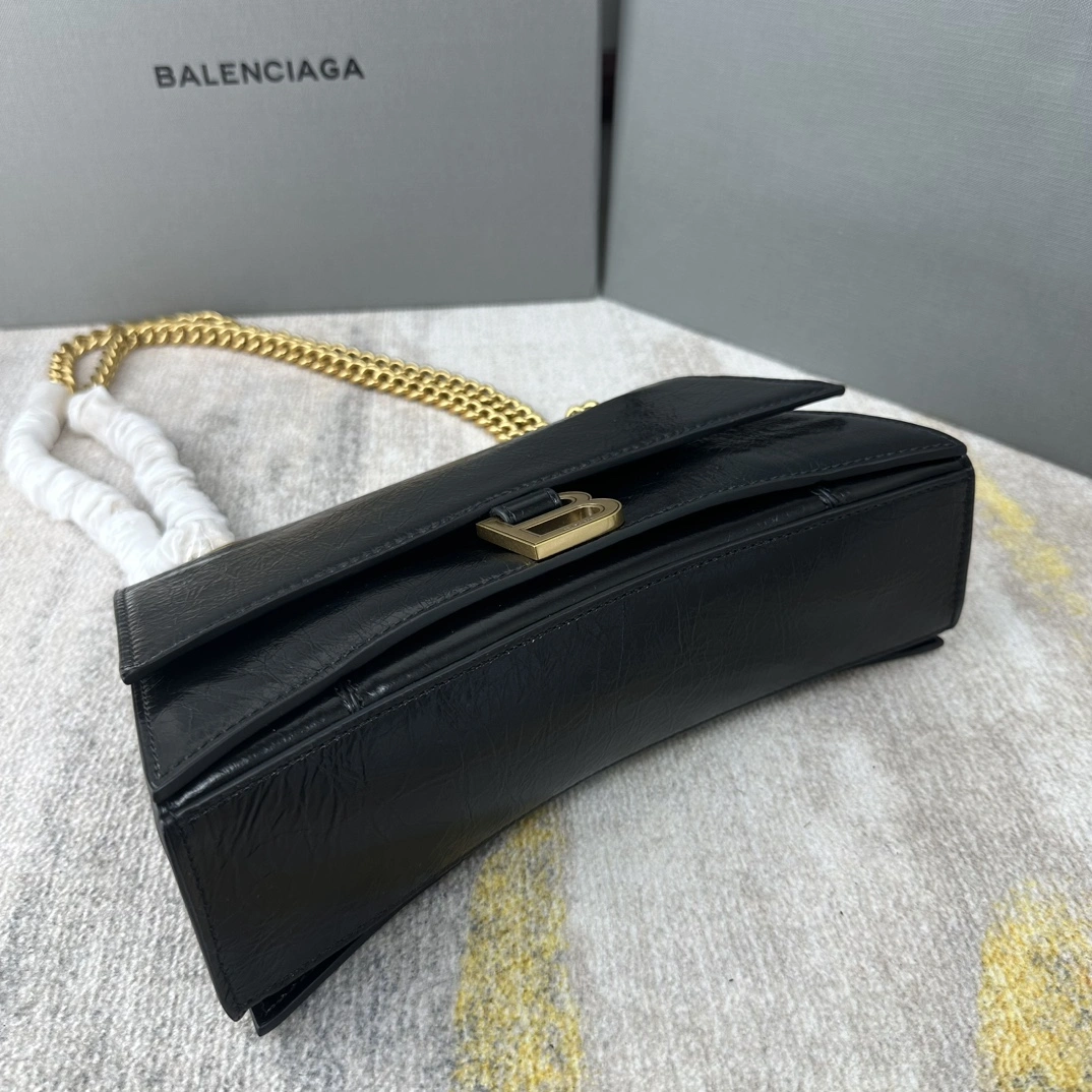 Snug Balenciaga Crush Pleated Black Sandglass Chain Bag 60945