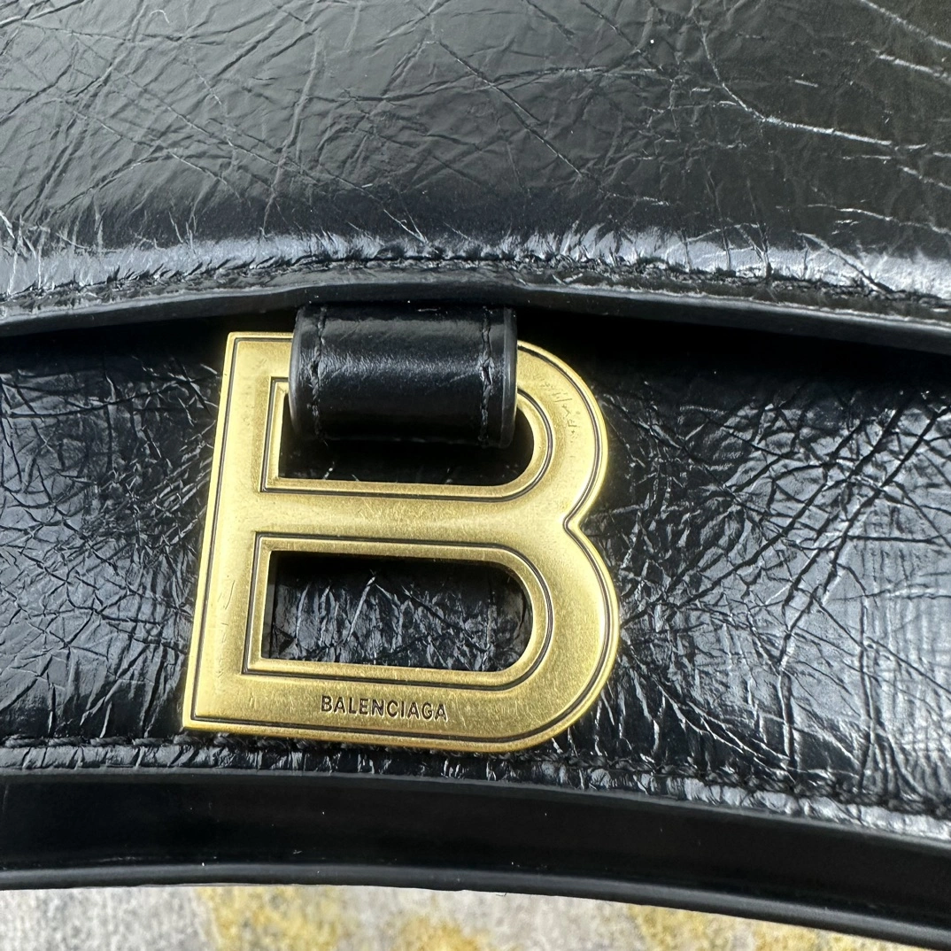 Snug Balenciaga Crush Pleated Black Sandglass Chain Bag 60945