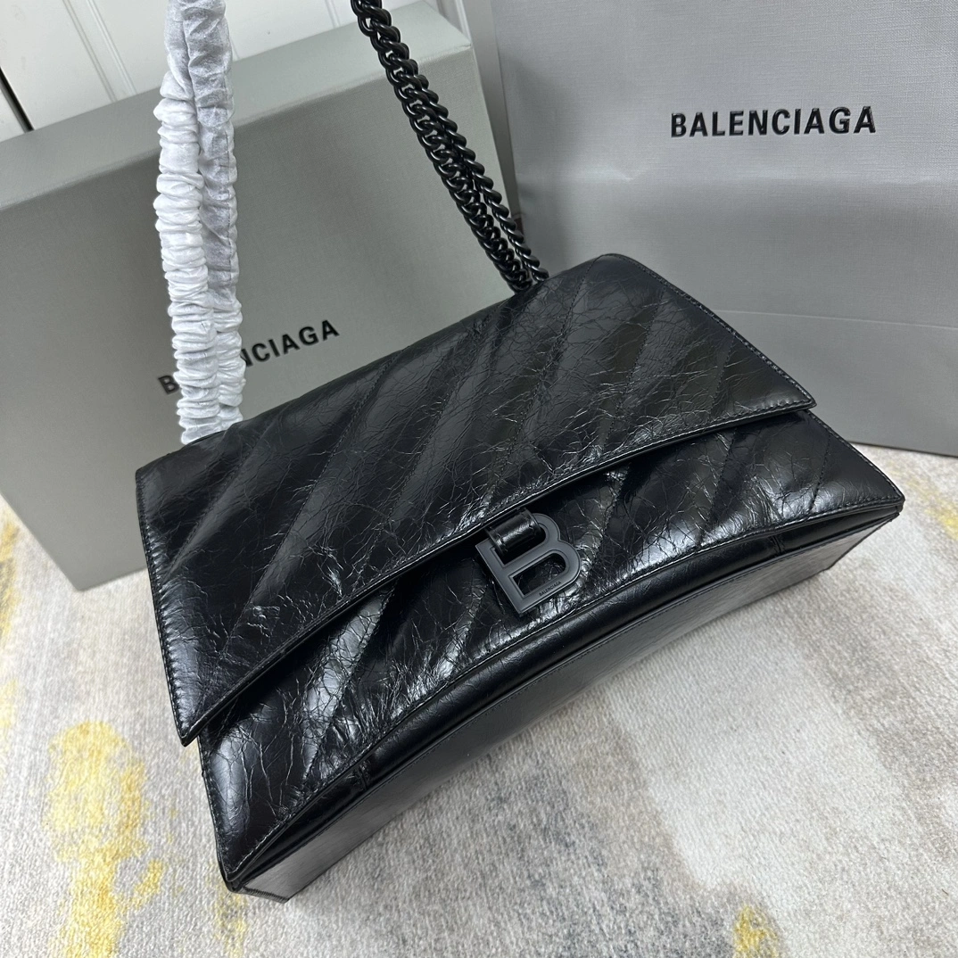 Sophisticated Balenciaga Crush Quilted Chain Bag - Medium Black Icon 60970